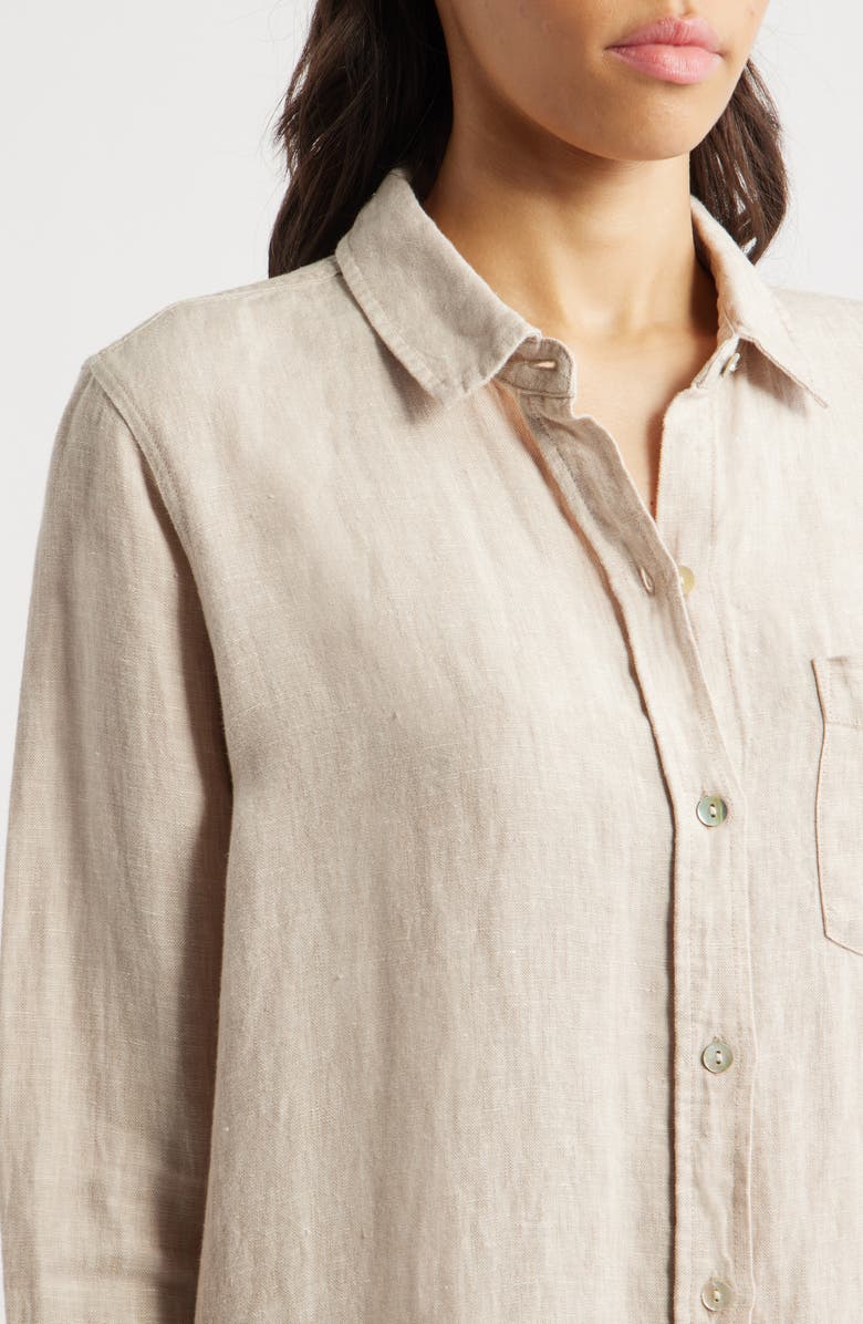 Rails Val Long Sleeve Linen Shirtdress, Alternate, color,
