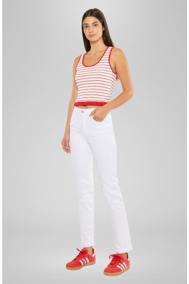 Piper Essentials High Rise Slim Straight Leg Jeans, Alternate, color, White