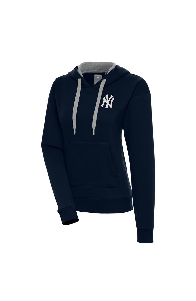ANTIGUA Women's Antigua  Navy New York Yankees Brushed Metallic Victory Pullover Hoodie, Main, color, Navy