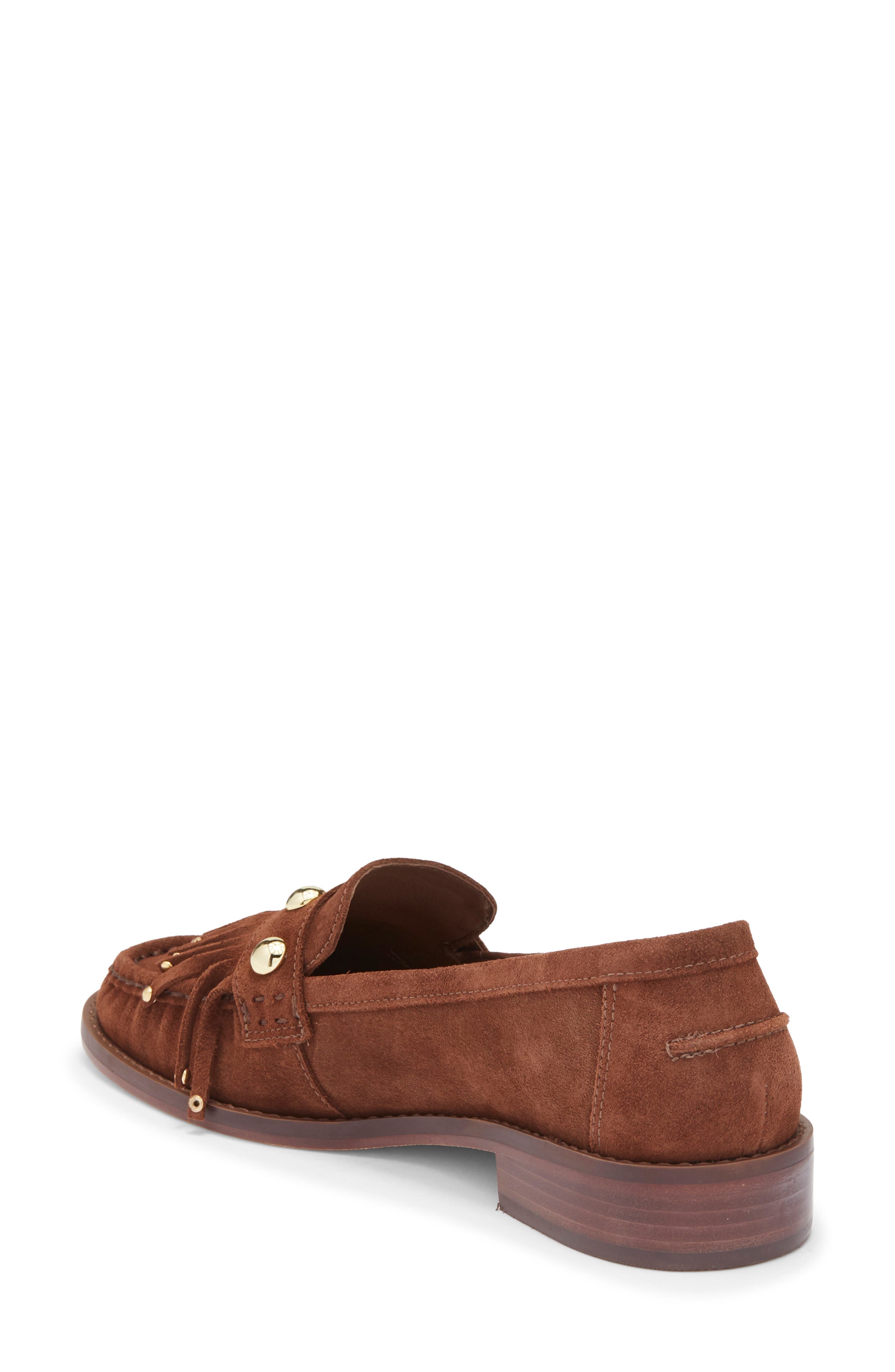 Cinq à Sept Gina Studded Loafer, Alternate, color, Dark Sepia