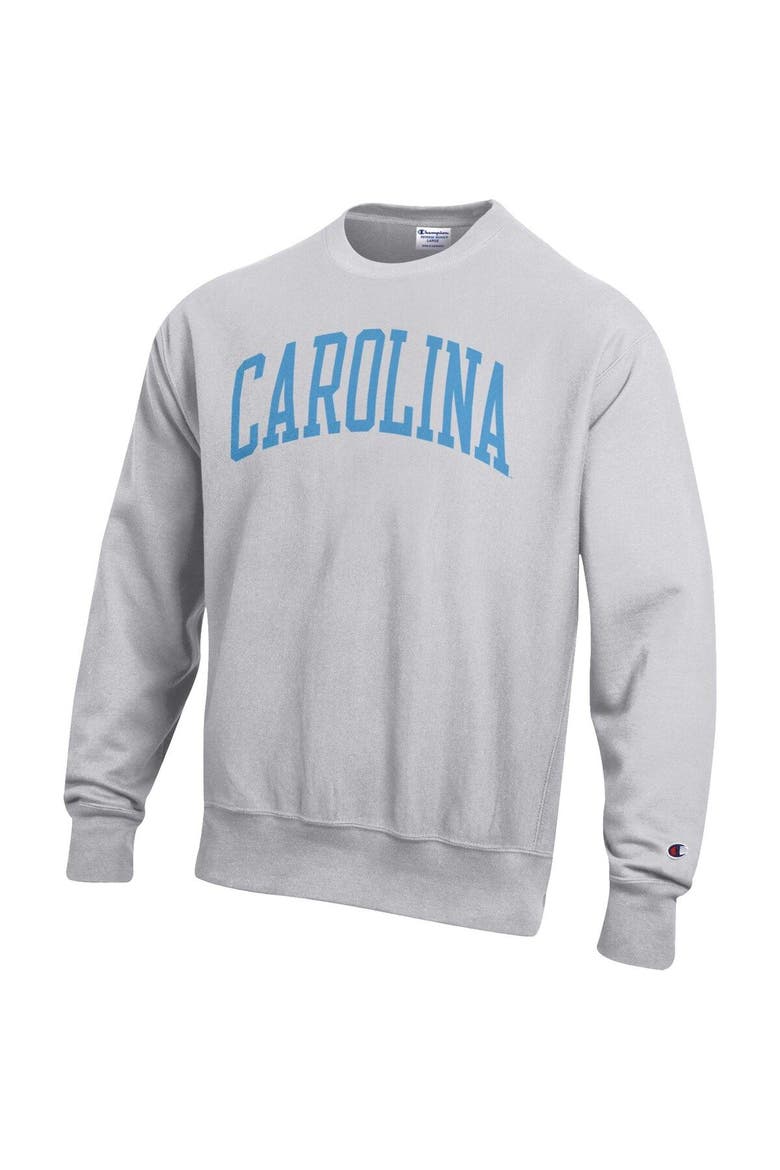 Men's Champion Heathered Gray North Carolina Tar Heels Arch Reverse Weave Pullover Sweatshirt, Alternate, color, Heather Gray