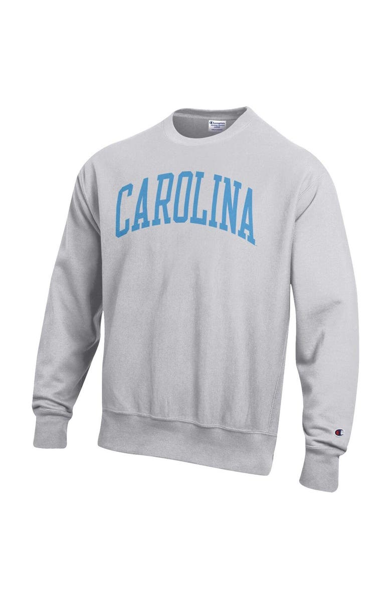 Champion Men's Champion Heathered Gray North Carolina Tar Heels Arch Reverse Weave Pullover Sweatshirt, Alternate, color,