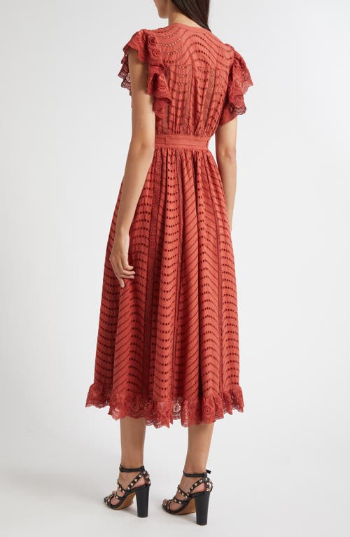 Ulla Johnson Olga Flutter Sleeve Midi Dress In Brown