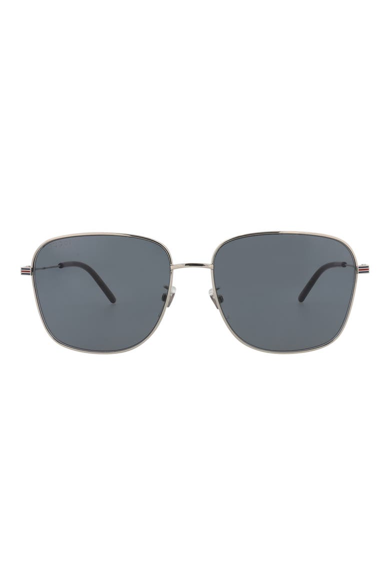 61mm Square Sunglasses, Main, color, SILVER SILVER BLUE