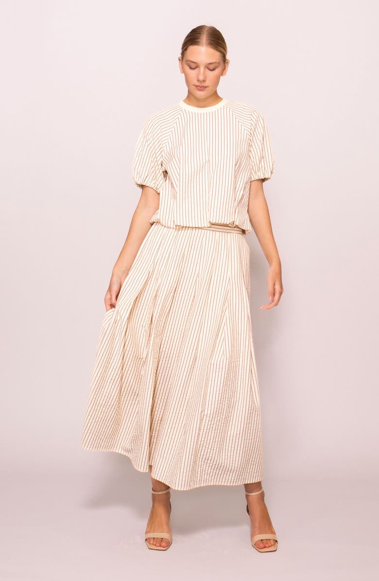 MELLODAY Stripe Puff Sleeve Top, Alternate, color, Cream Stripe