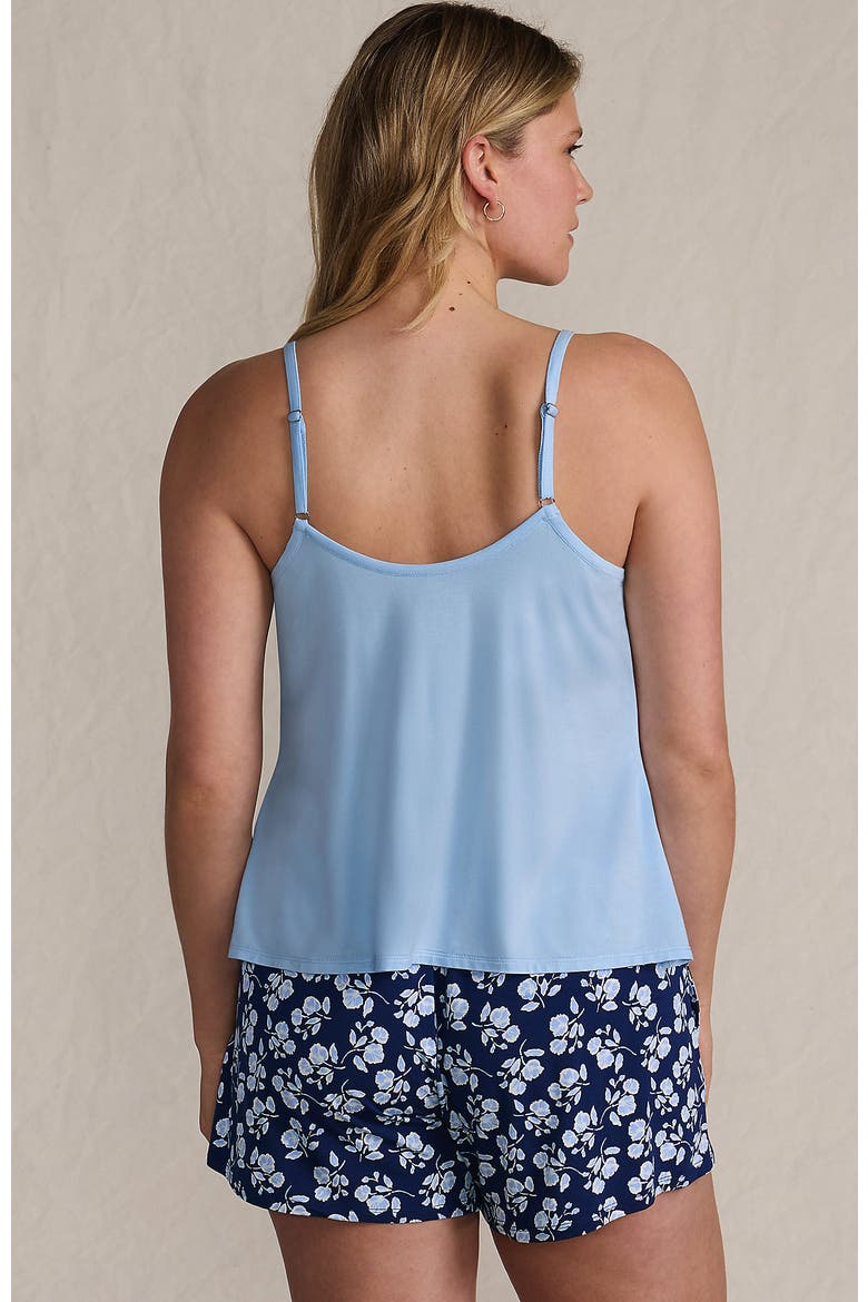 Cooling 3 Piece Pajama Set - Long Sleeve Top Cami and Shorts, Alternate, color, Deep Sea Navy Blooms