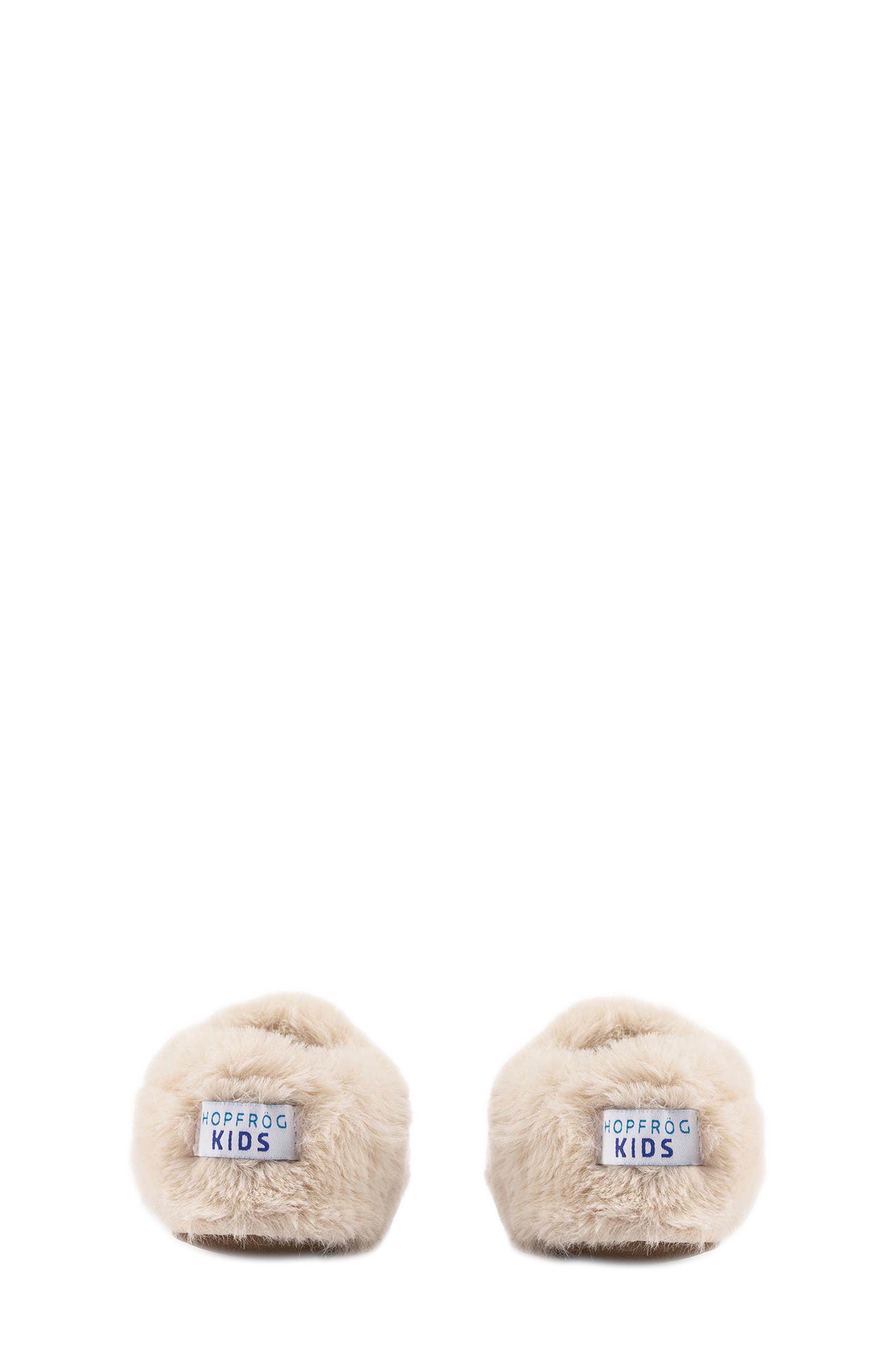 Hopfrög Kids Furry Furry Faux Fur Slipper, Alternate, color, Off-White