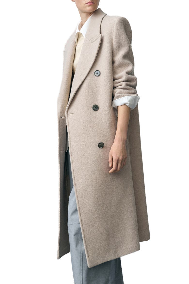 Double Breasted Wool Coat, Alternate, color, LIGHT/ PASTEL GREY