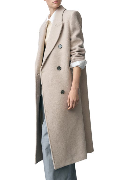 Shop Mango Double Breasted Wool Coat In Light/pastel Grey