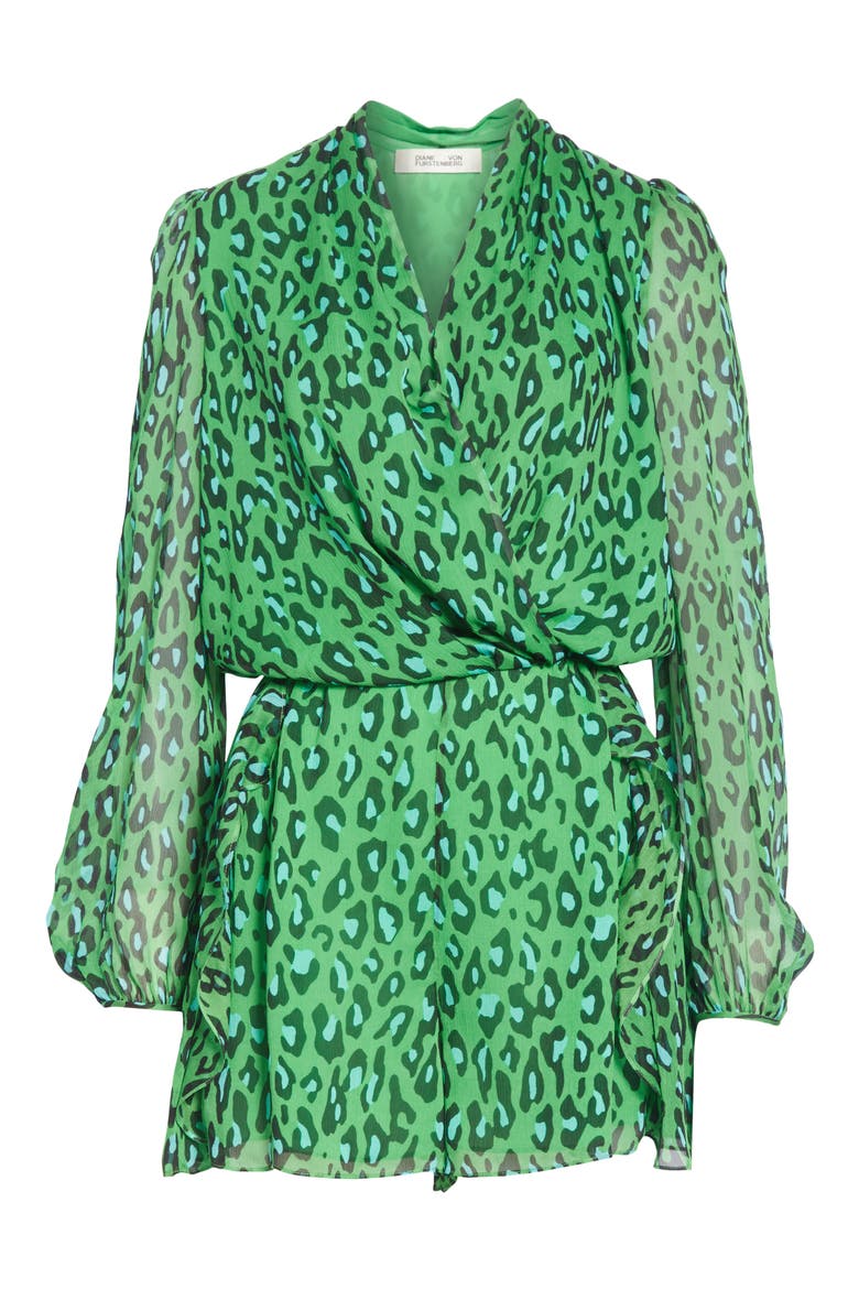 Leopard Print Crinkle Silk Chiffon Romper, Alternate, color, WHITMAN PALM