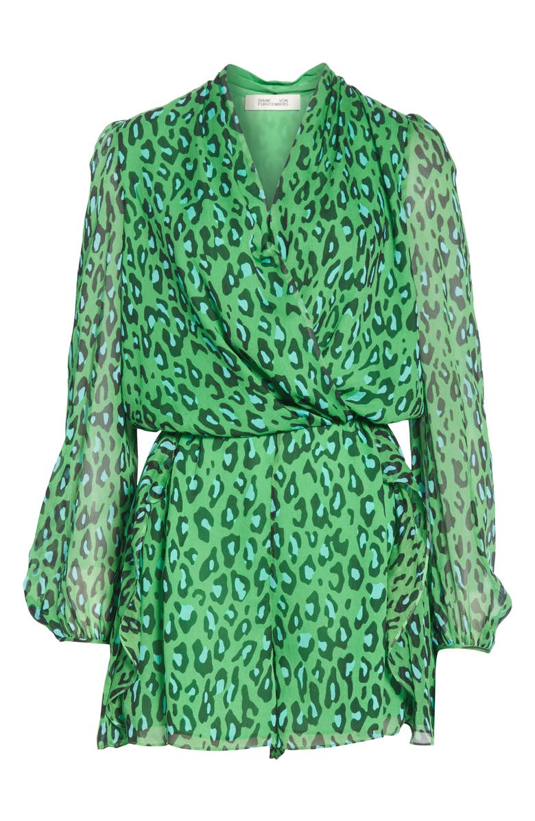 DVF Leopard Print Crinkle Silk Chiffon Romper, Alternate, color, 