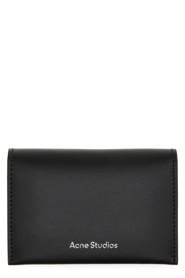 Leather Bifold Card Holder, Main, color, BLACK