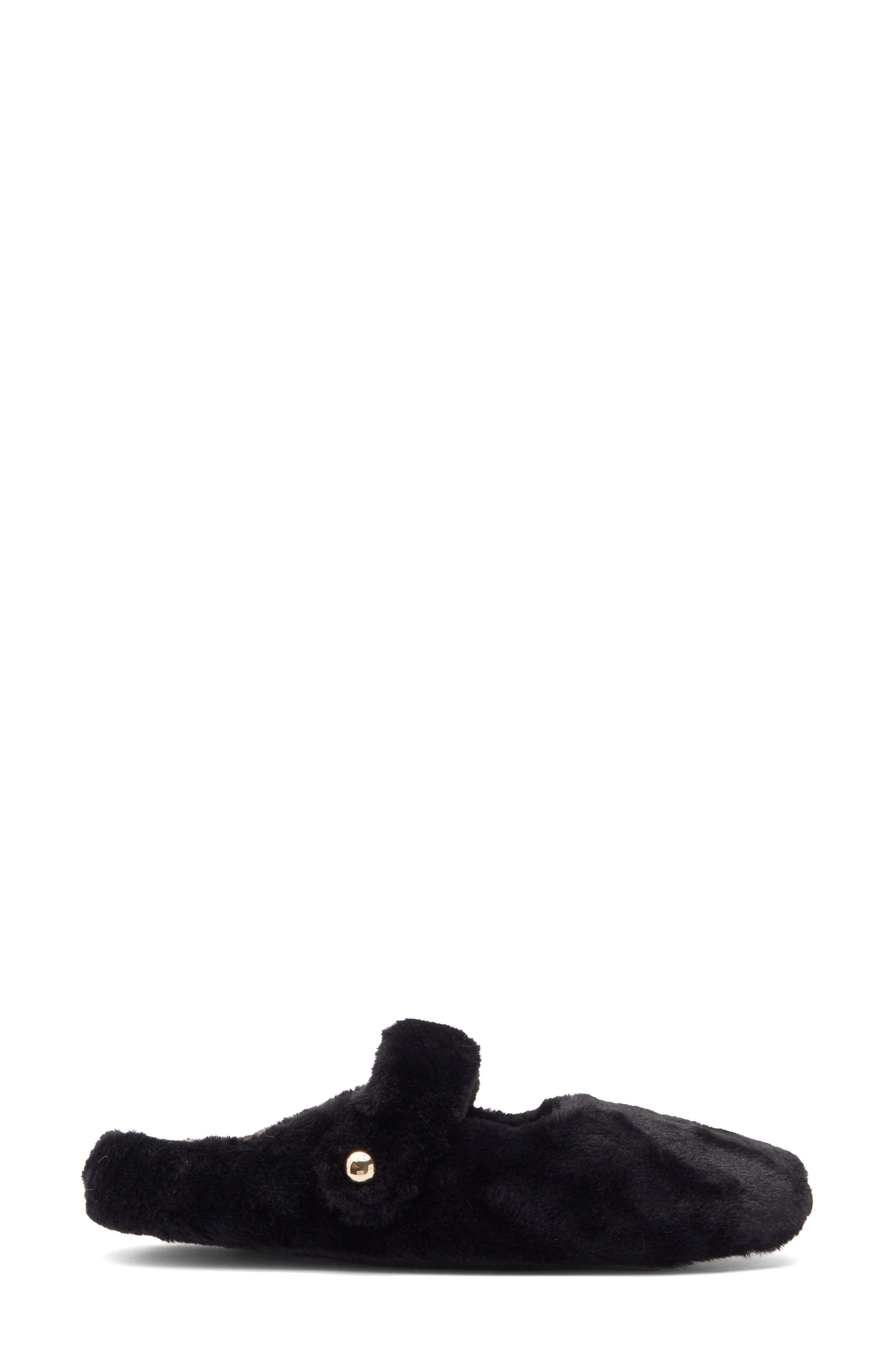 Rebecca Minkoff Beck Faux Fur Slipper, Alternate, color, Black