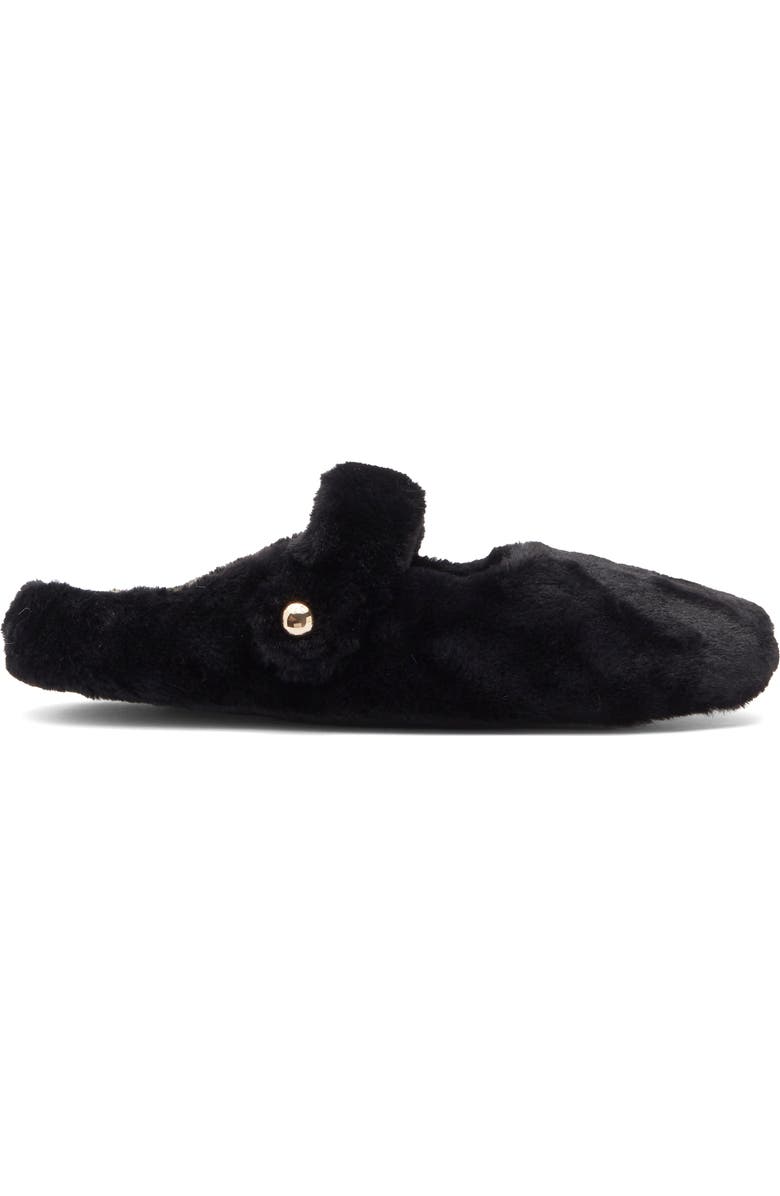 Rebecca Minkoff Beck Faux Fur Slipper, Alternate, color, Black
