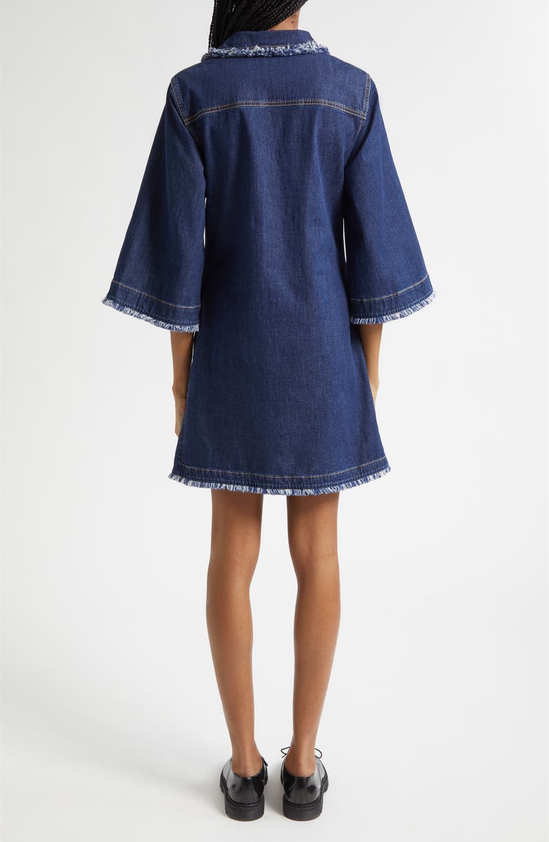 Cinq à Sept Dany Fringe Denim Shirtdress, Alternate, color, Twilight