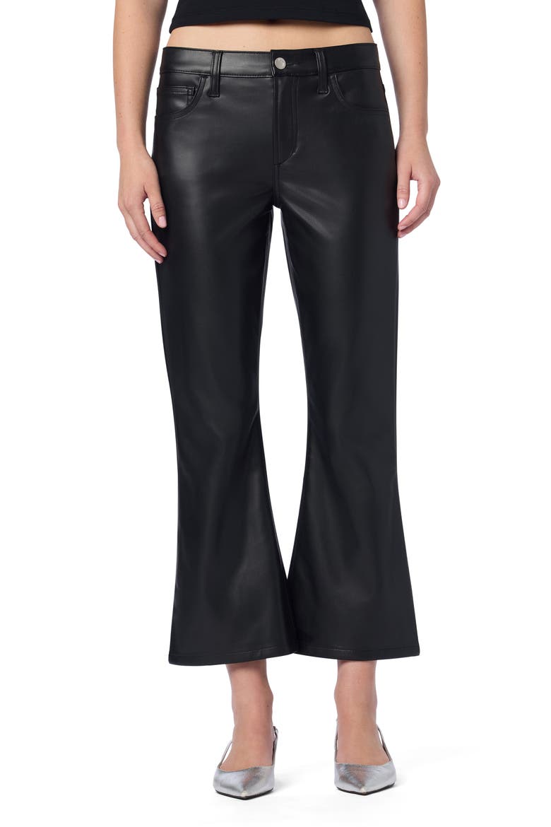 Faux Leather Mid Rise Crop Bootcut Pants, Main, color, BLACK