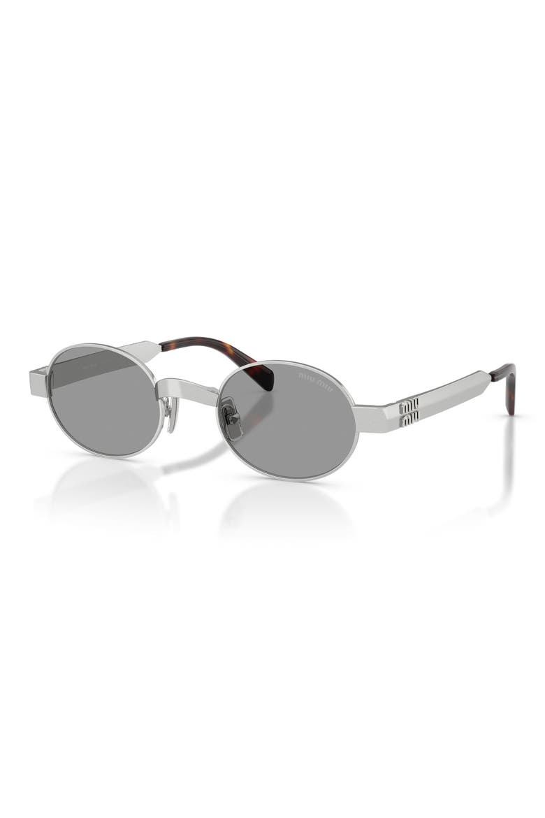 47mm Small Oval Sunglasses, Alternate, color, OLD SILVER / GREY