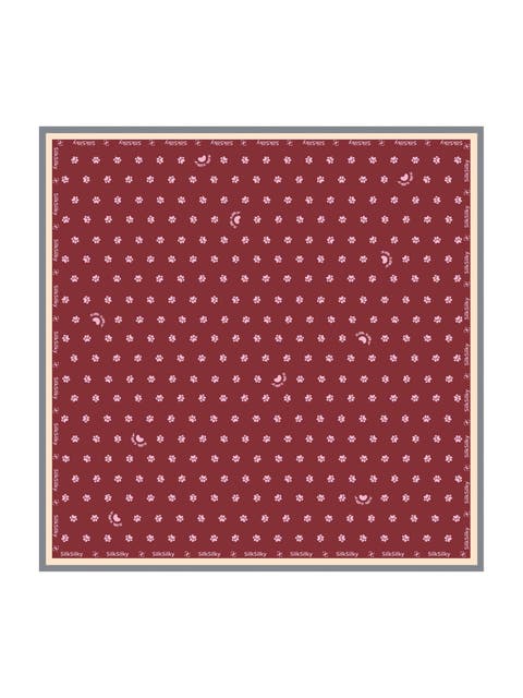 Pure Silk Paw Print Square Scarf