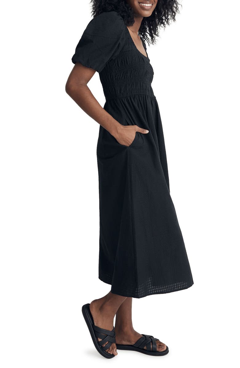 Madewell Lucie Puff Sleeve Midi Dress, Alternate, color,