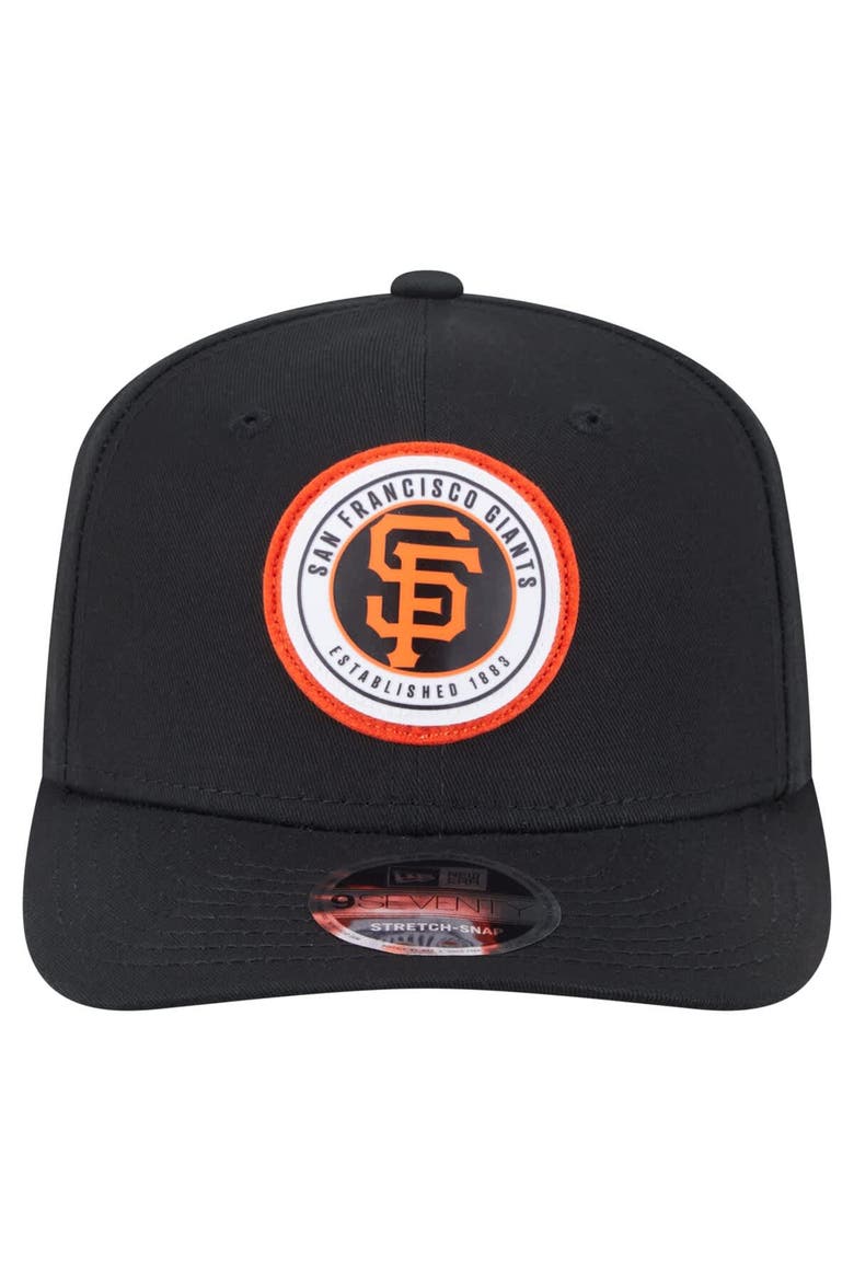 Men's New Era Black San Francisco Giants Circle Patch 9SEVENTY Stretch-Snap Hat, Alternate, color, Black