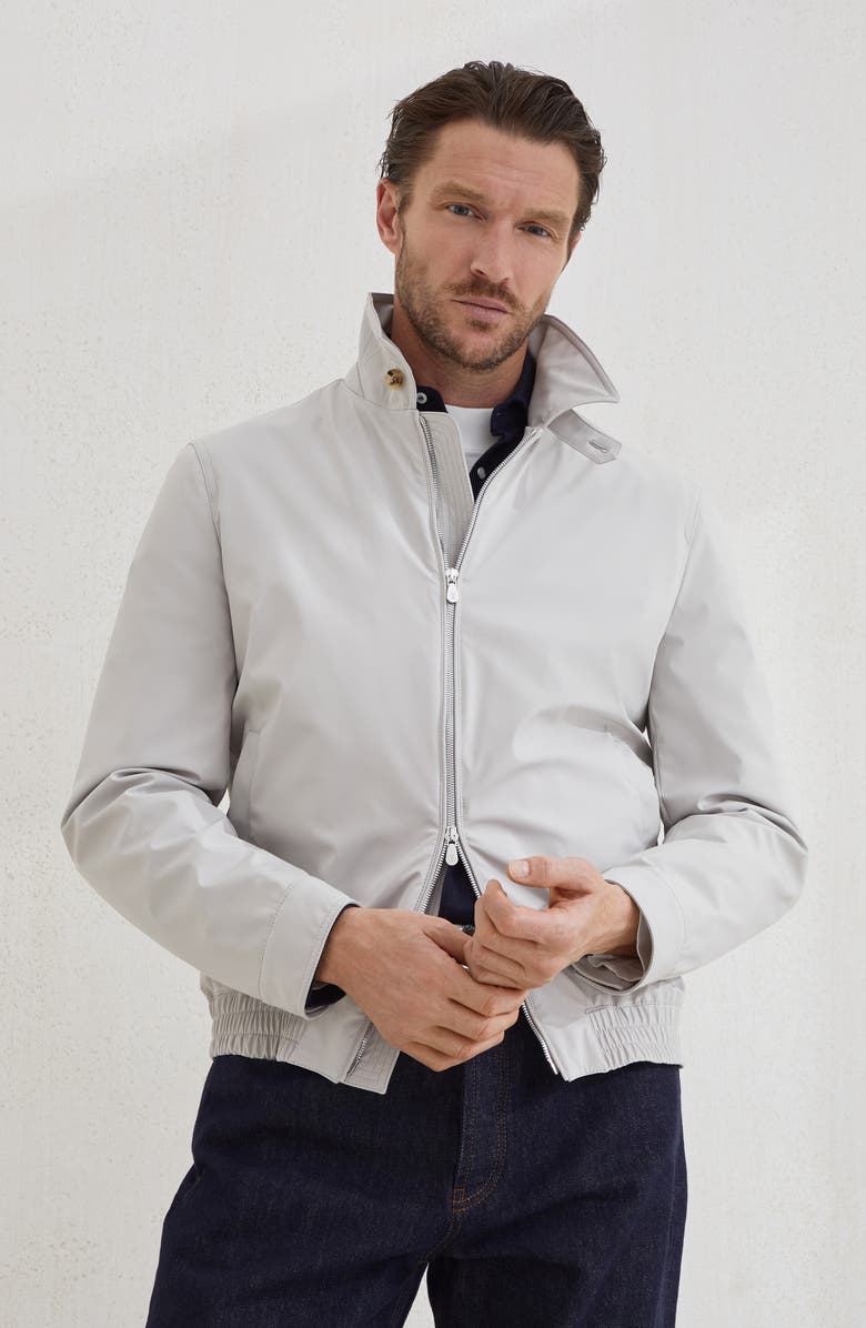 Brunello Cucinelli Nylon bomber jacket, Alternate, color, Ivory
