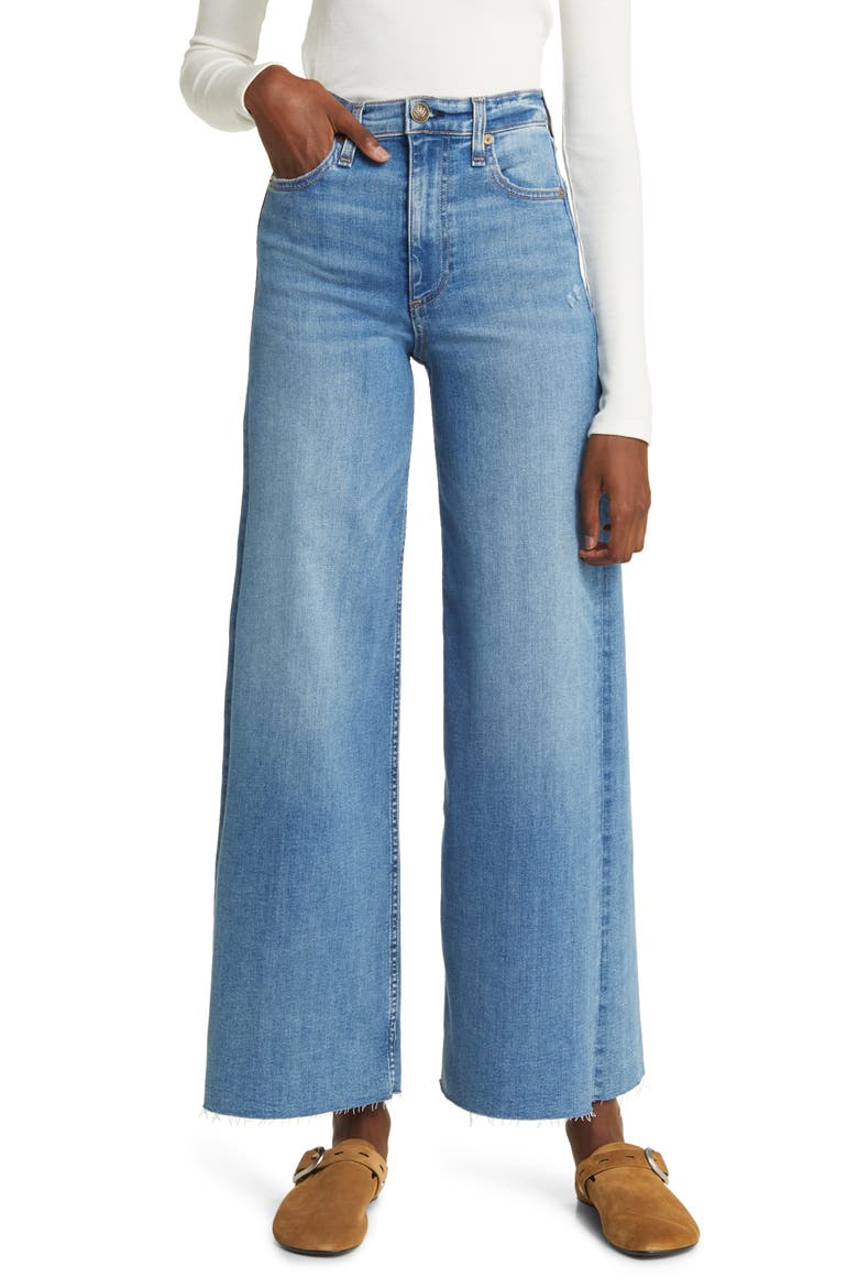 Sofie Raw Hem High Waist Crop Wide Leg Jeans, Main, color, MONTEROSSO