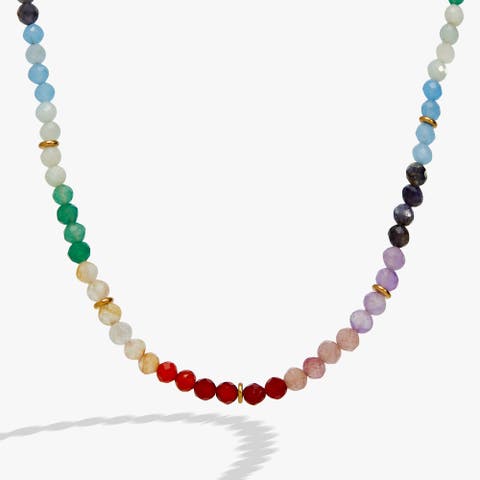 Rainbow Ombre Semi-precious Beaded Necklace