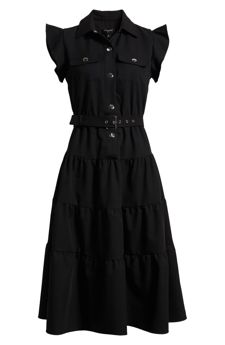 Tahari ASL Tiered Midi Dress, Alternate, color, 