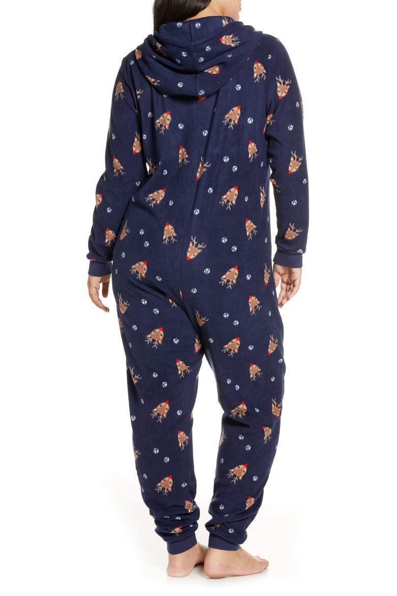 Microfleece Sleep Romper, Alternate, color, NAVY PEACOAT HOLIDAY FESTIVE