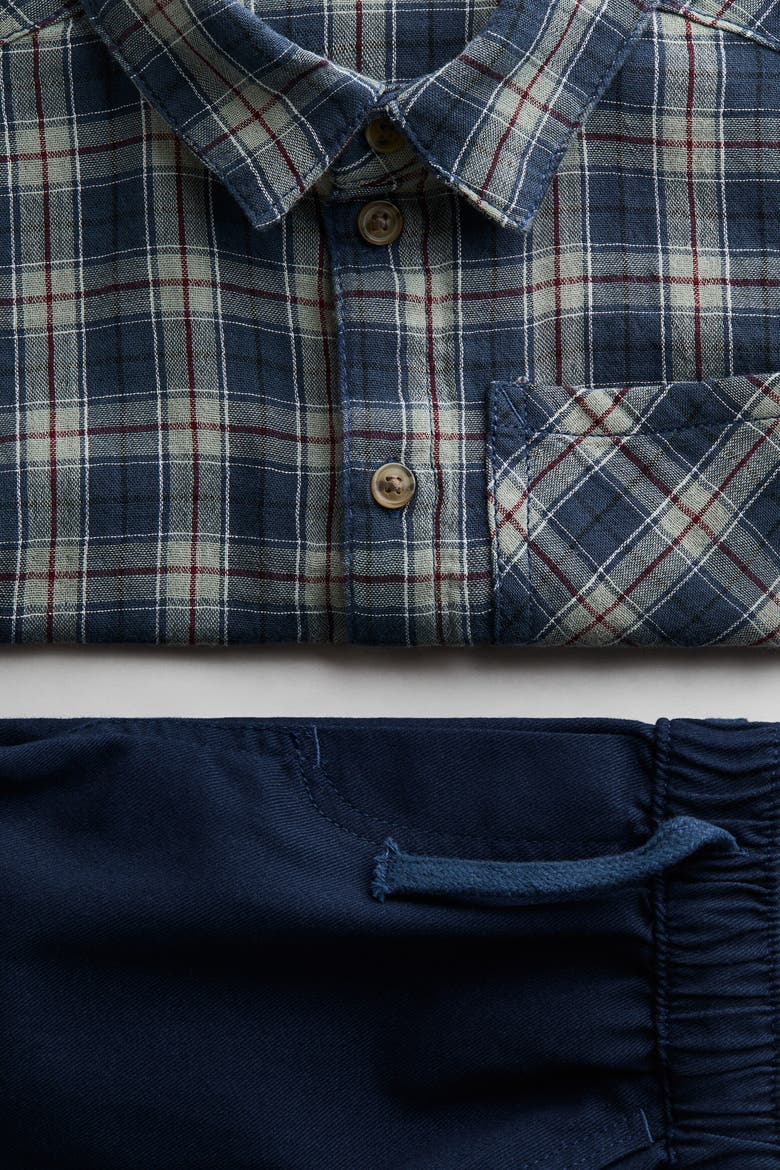 2-piece Cotton Set, Alternate, color, Navy blue/plaid