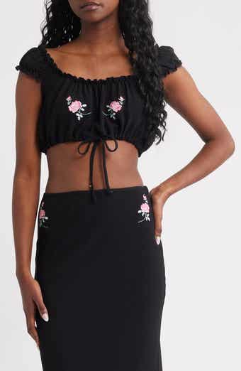 Bella Venice Rose Embroidered Crop Top