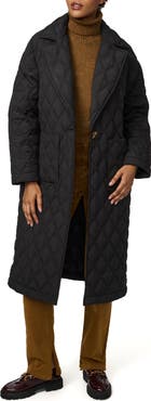 Bernardo Diamond Quilted Long Coat