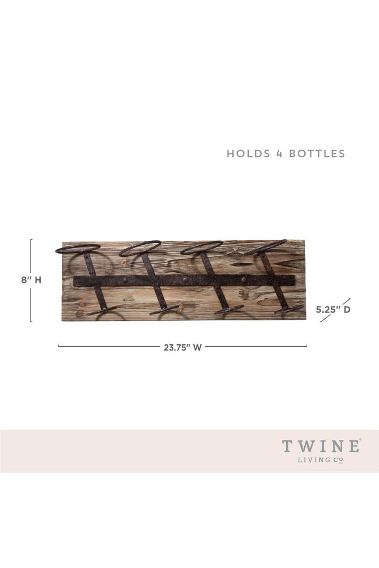 Wall Mounted Metal & Wood 4-Bottle Wine Rack, Alternate, color, Wood