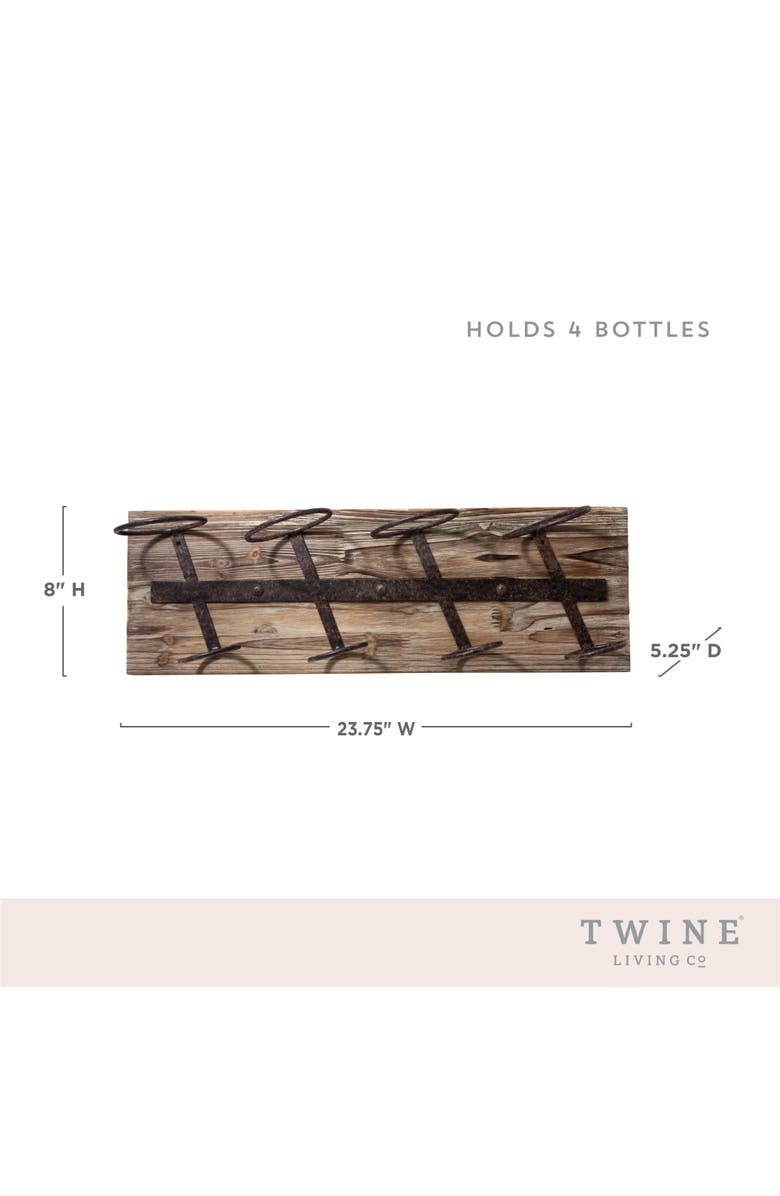 TWINE Wall Mounted Metal & Wood 4-Bottle Wine Rack, Alternate, color, Wood