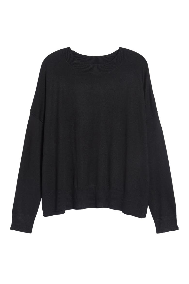 Drop Shoulder Pullover Sweater, Main, color, BLACK