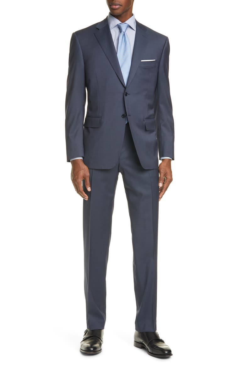 Siena Classic Fit Solid Wool Suit, Main, color, NAVY