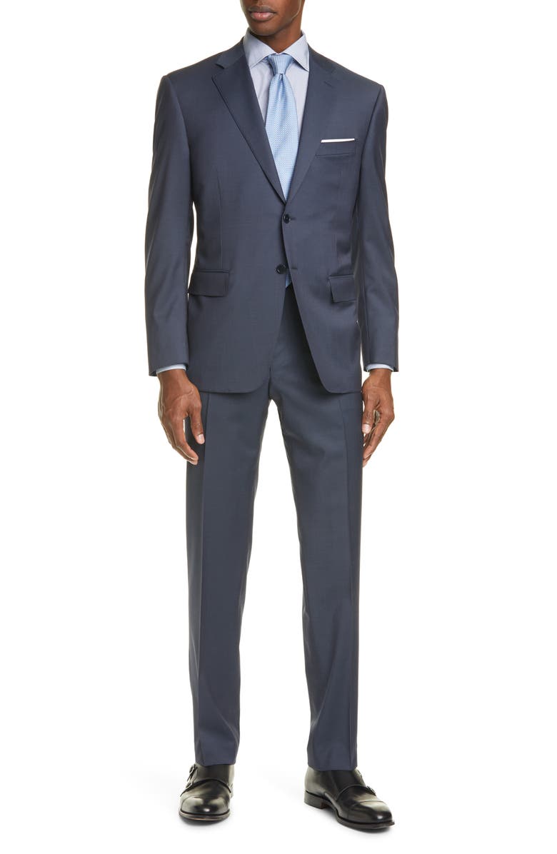 Canali Siena Classic Fit Solid Wool Suit, Main, color, 