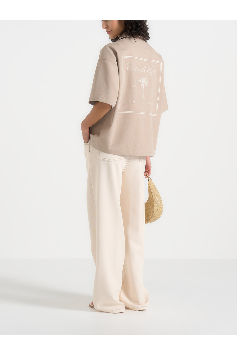Alexis Unisex Cote d'Azur Boxy Shirt, Alternate, color, Taupe