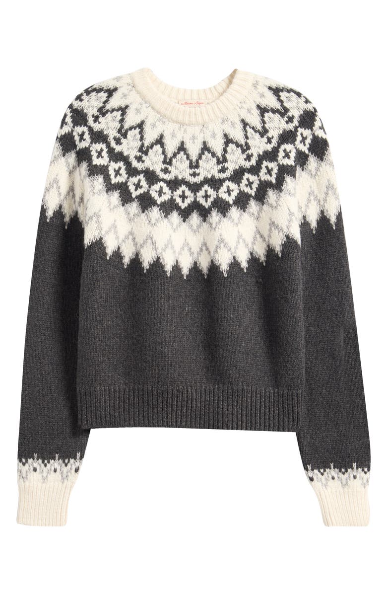 Marine Layer Fiorella Fair Isle Sweater, Alternate, color, Charcoal