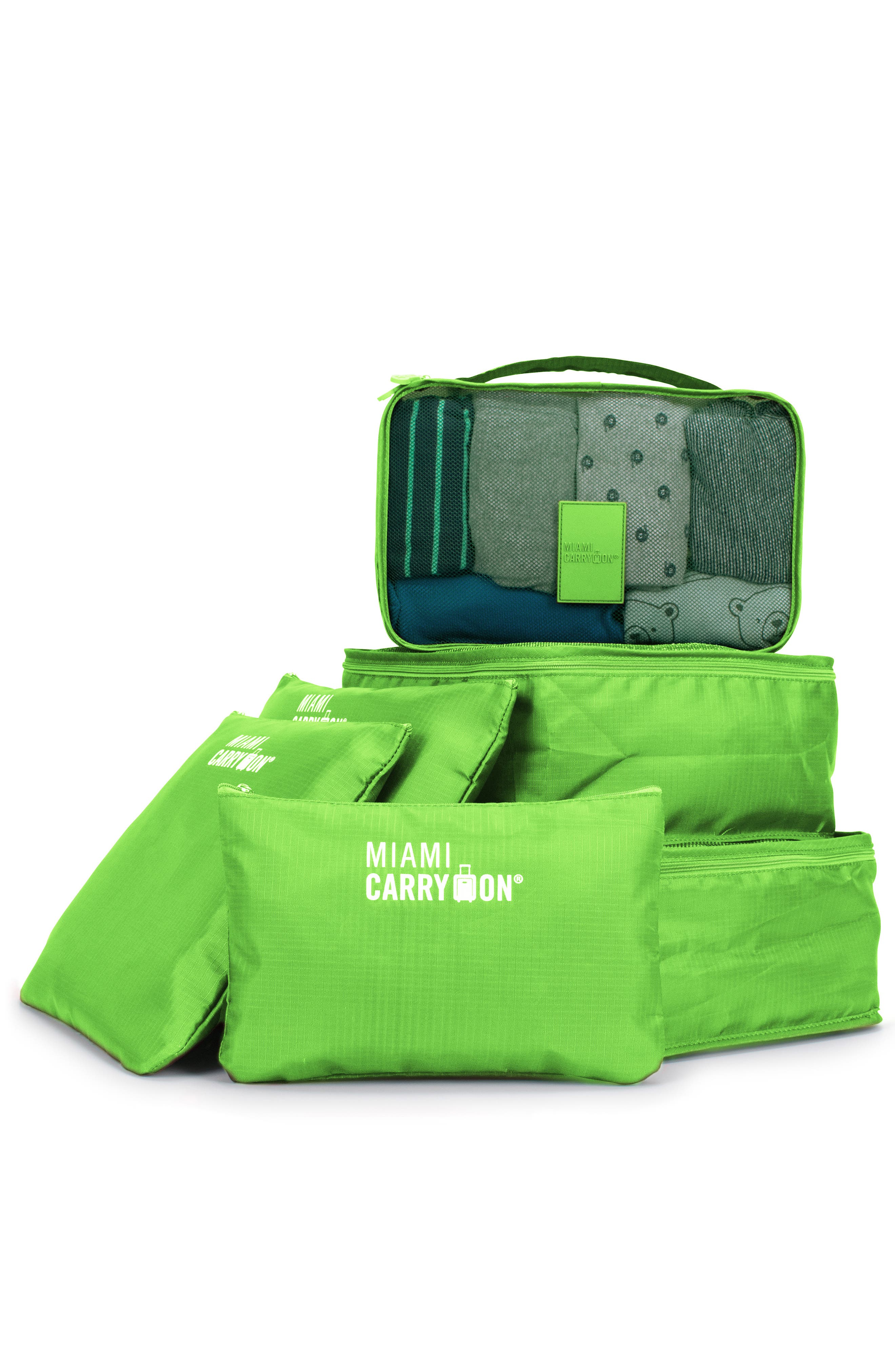 Miami Carry On Travelers 6 Piece Organizational Packing Cubes in Green 