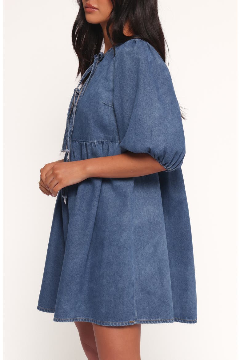 Romana Tie Front Denim Minidress, Alternate, color, DARK DENIM