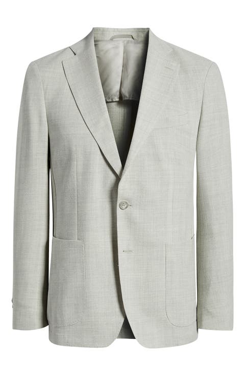 Textured Light Grey Mélange Wool Sport Coat