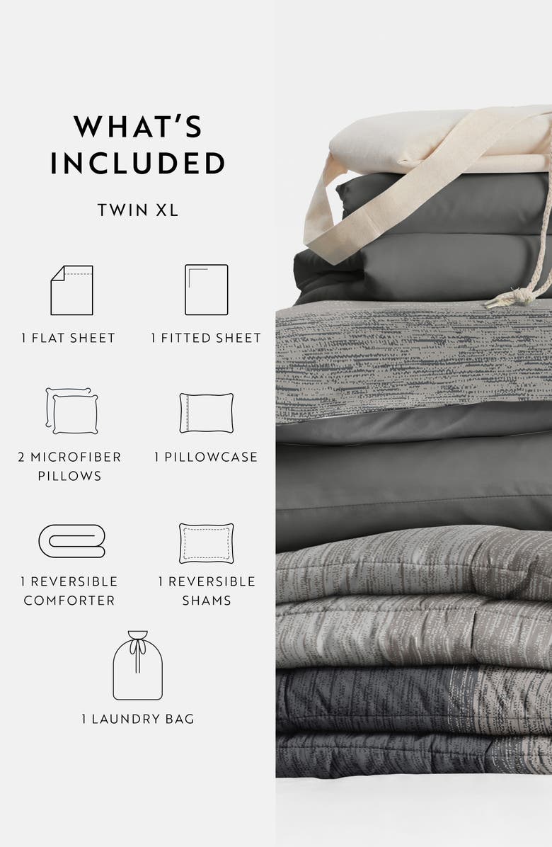 HOMESPUN Ultimate College Essentials Bedding Bundle., Alternate, color, Ombre Gray