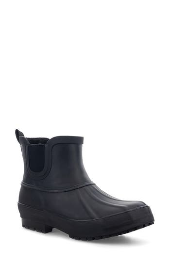 Chooka Waterproof Faux Fur Lined Chelsea Rain Boot In Black