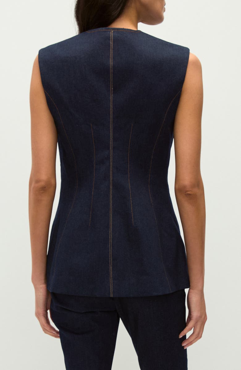 Veronica Beard Jessup Denim Vest, Alternate, color, Dark Oxford