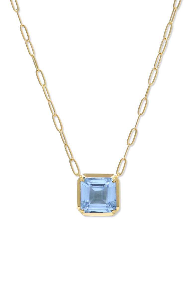 Cléo Carré Grande Square Pendant Necklace, Main, color, BLUE