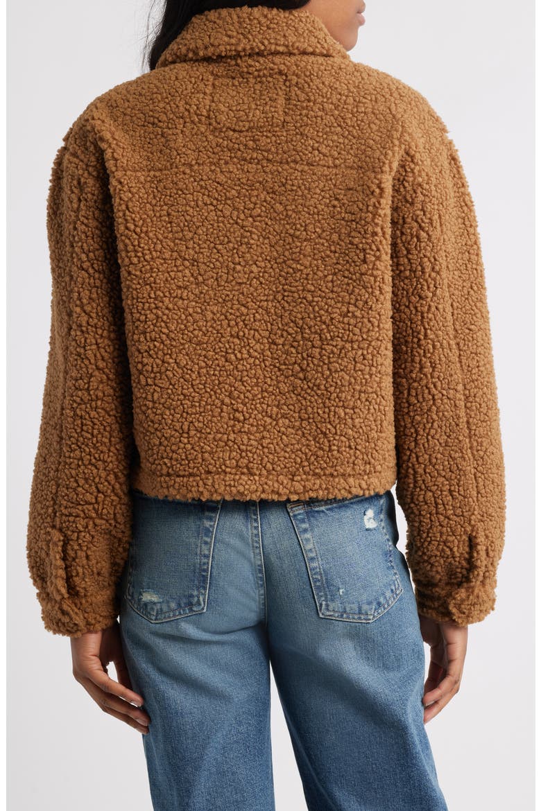 Patch Pocket Faux Fur Crop Jacket, Alternate, color, CAPPUCINO