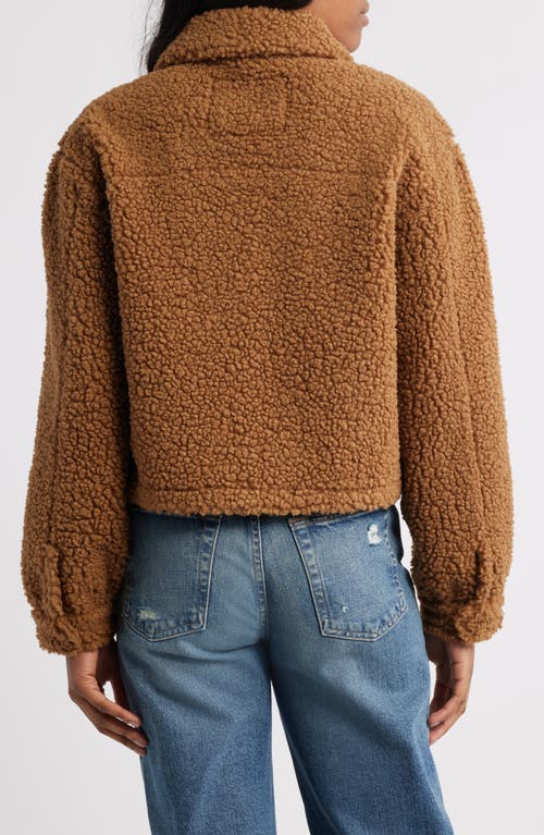 Lucky Brand Patch Pocket Faux Fur Crop Jacket In Brown