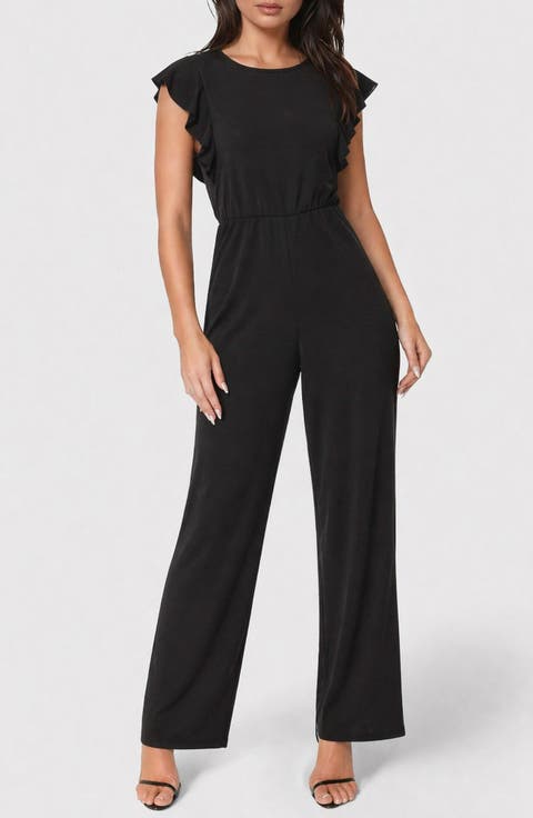 Flutter Sleeve Wide Leg Jumpsuit