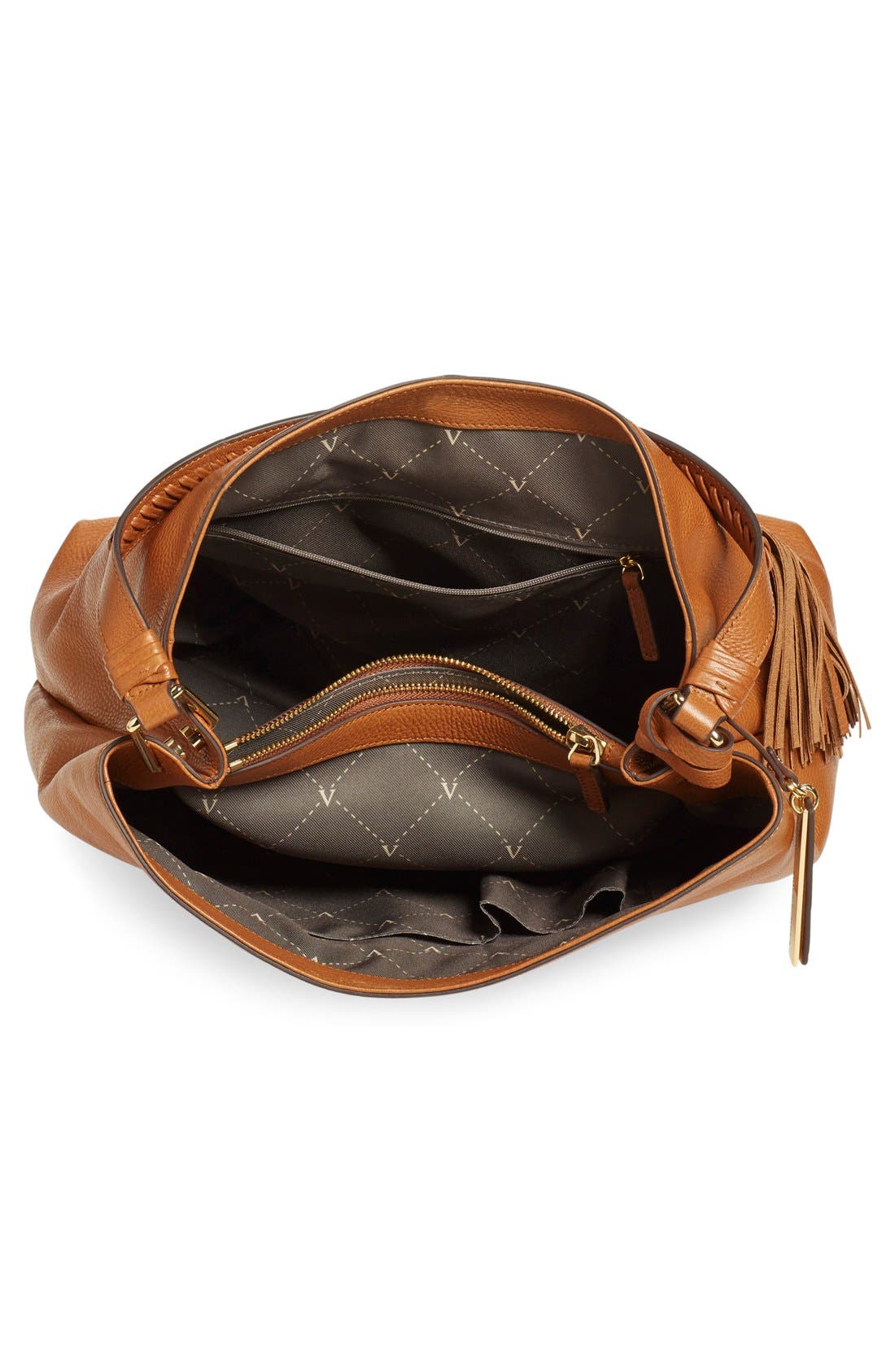 'Taro' Tassel Leather Hobo Bag, Alternate, color, WHISKEY